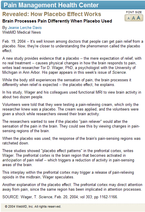 how placebo effect works